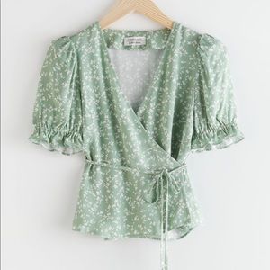 & Other Stories Tie Waist Wrap Blouse